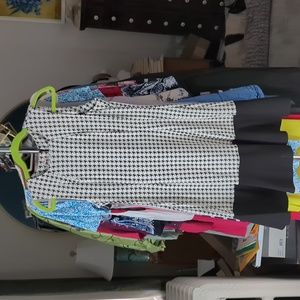 Anne Kline houndstooth black and white dress size 12
